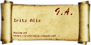 Iritz Aliz névjegykártya